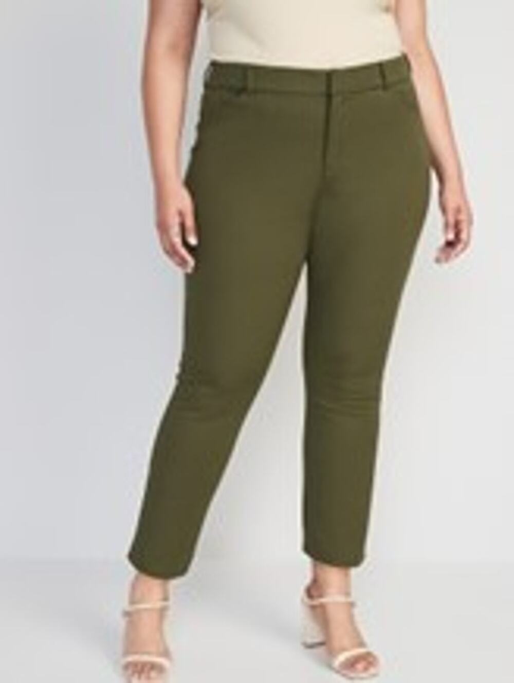 NEW Old Navy Pants High Rise Pixie Ankle Secret Smooth Pockets Olive Women's 26